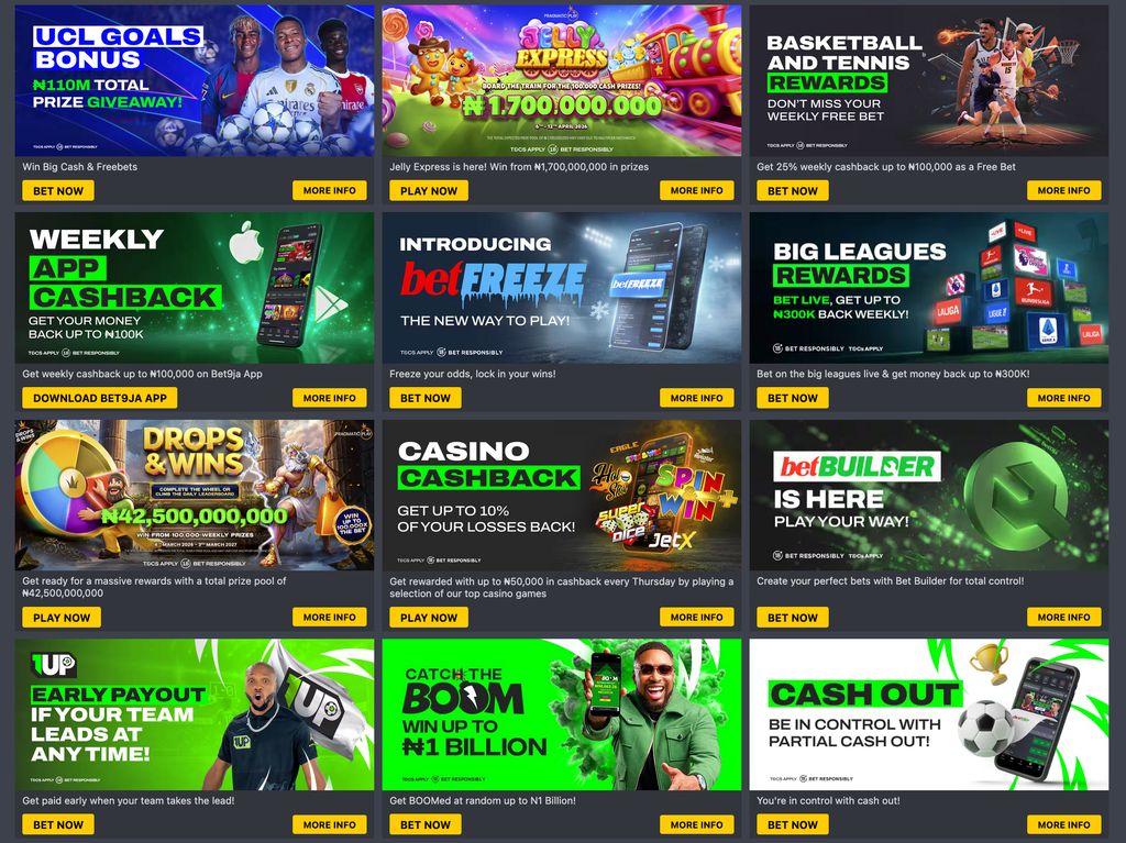 Current promotions on Bet9ja