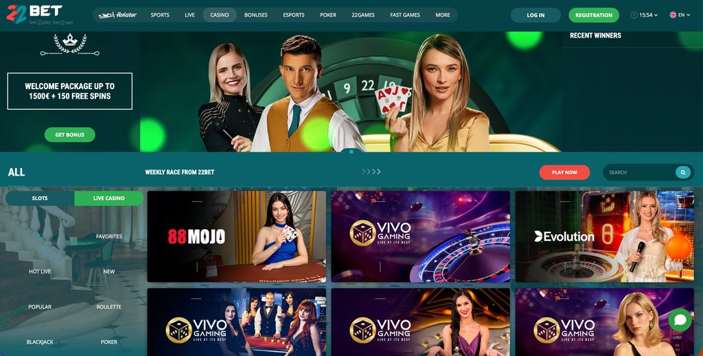 Live casino lobby with multiple providers and table-game categories