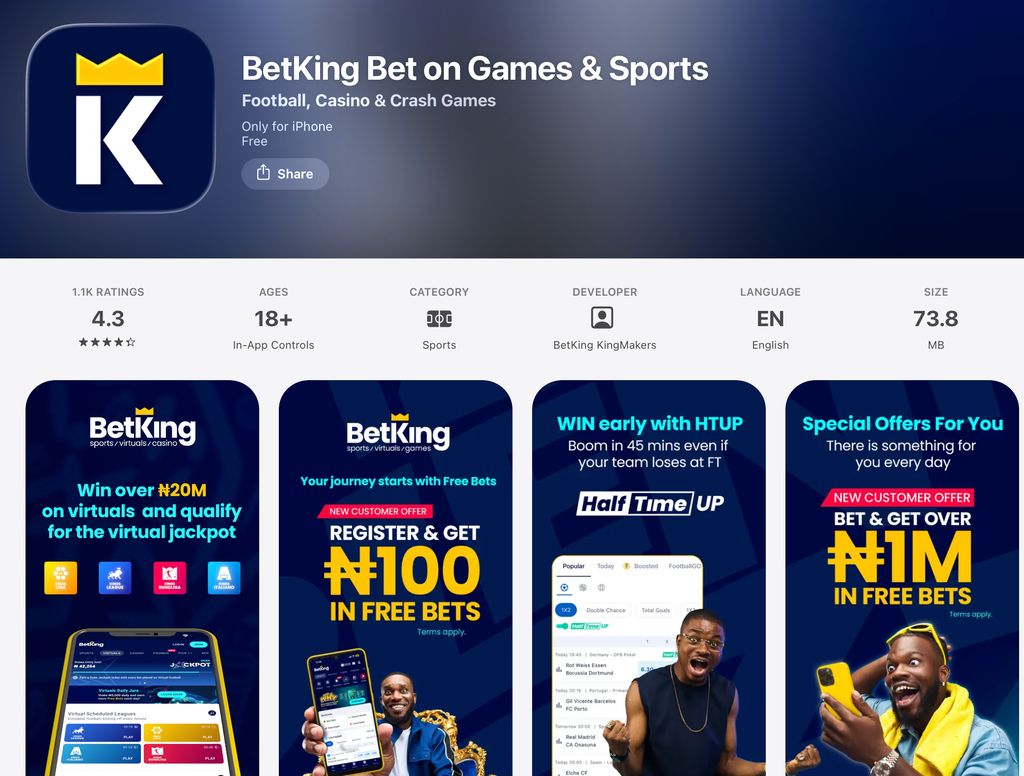 BetKing iOS app listing