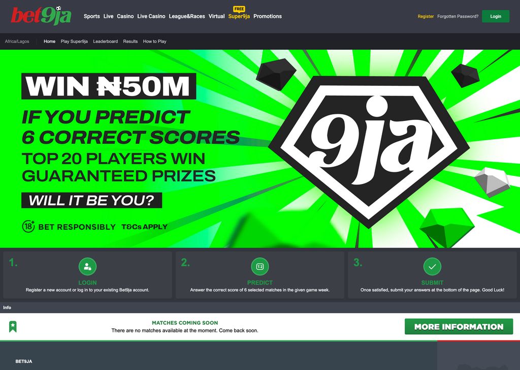 Super9ja prediction game page